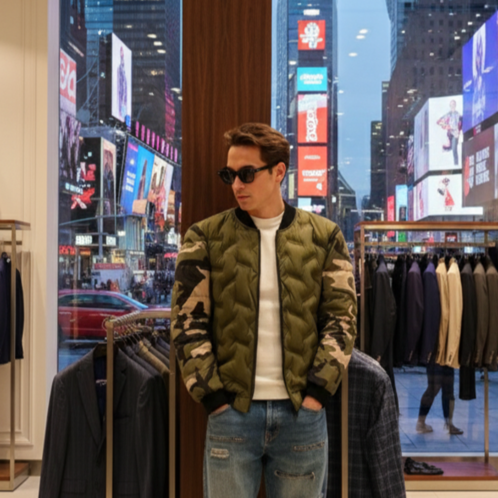 Mens Camouflage Bomber Jacket