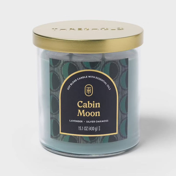 2 Wick Lidded Jar Candle Cabin Moon