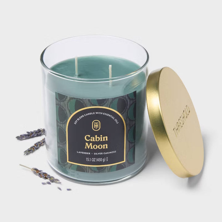 2 Wick Lidded Jar Candle Cabin Moon