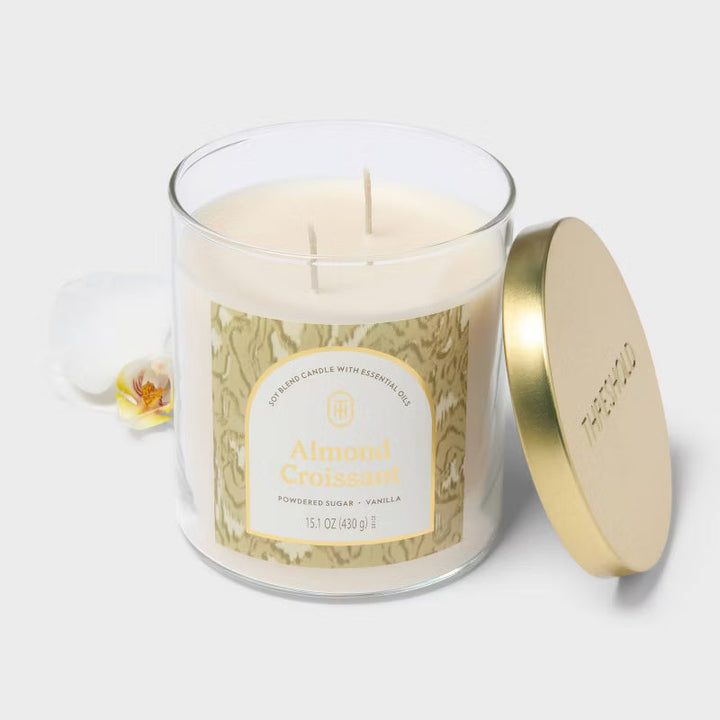 2 Wick Lidded Jar Candle Almond Croissant