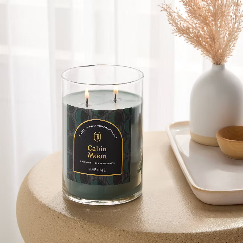 2 Wick Lidded Jar Candle Cabin Moon