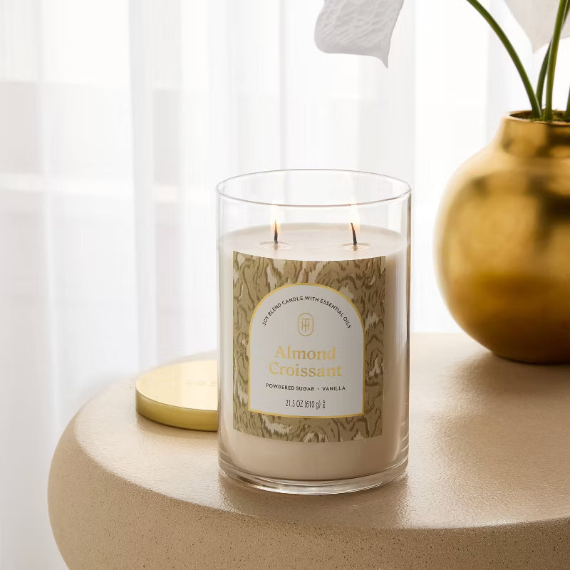 2 Wick Lidded Jar Candle Almond Croissant
