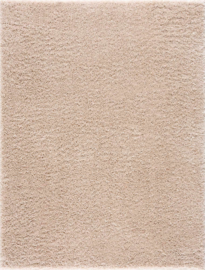 Faina Solid Beige Shag Rug Washable