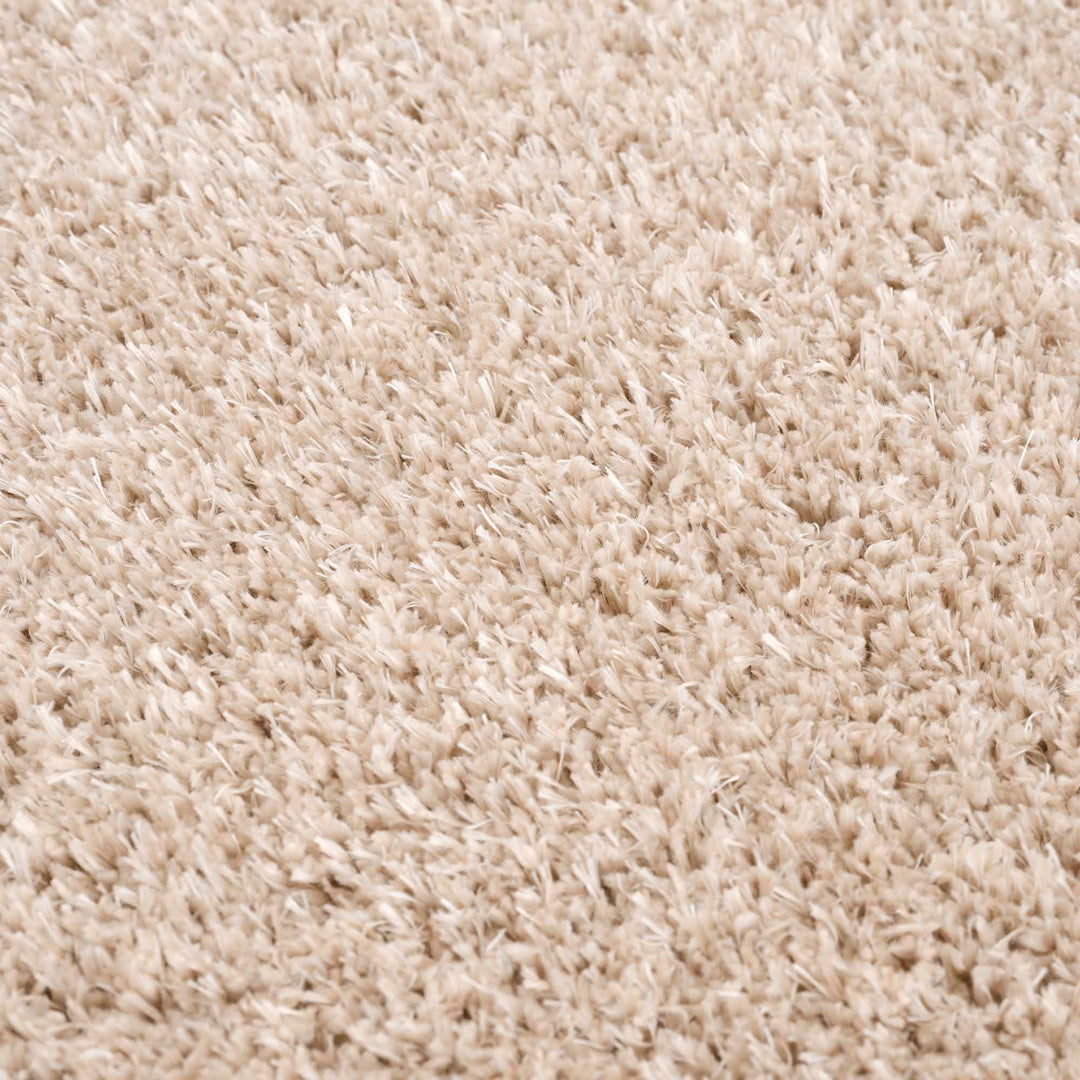 Faina Solid Beige Shag Rug Washable