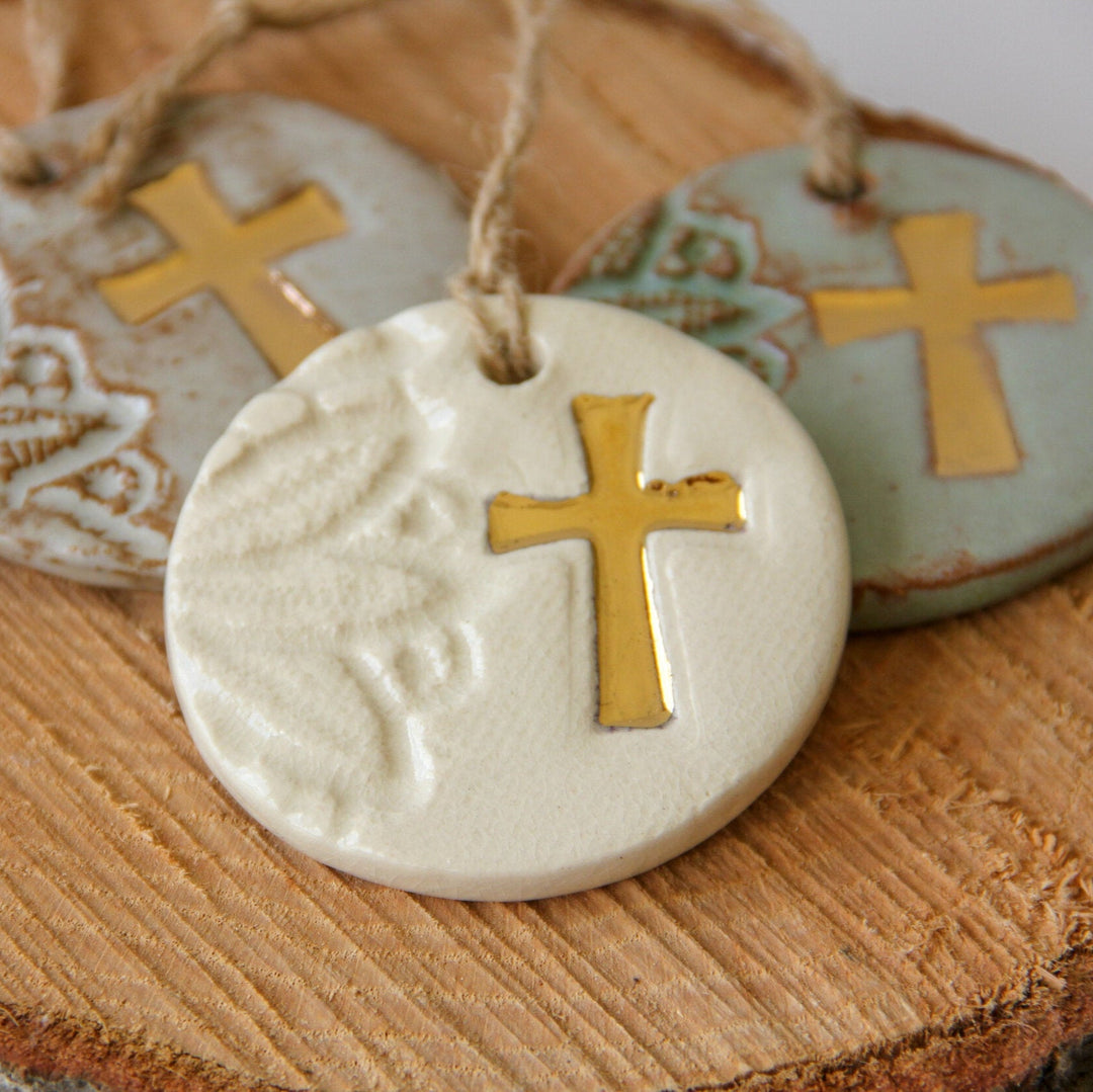Gold Leaf Cross Ornament