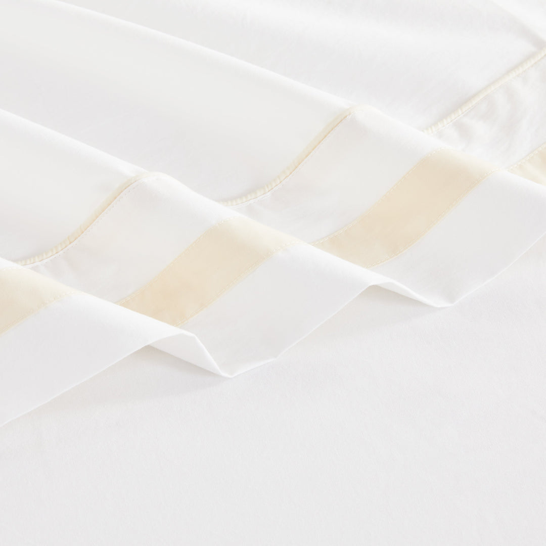 Classic Double Border Percale Cotton Pillowcase Pair