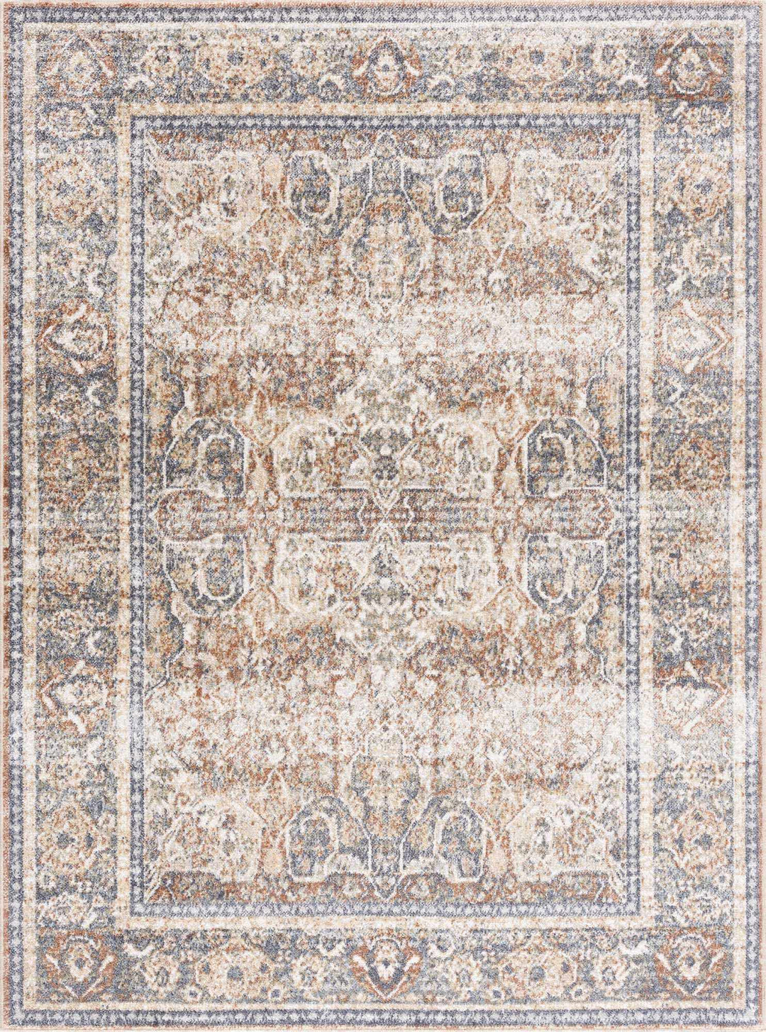 Arias Beige Blue Washable Area Rug