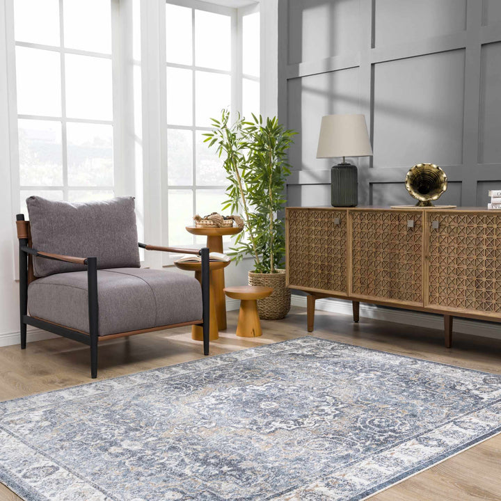 Aurum Blue Washable Area Rug