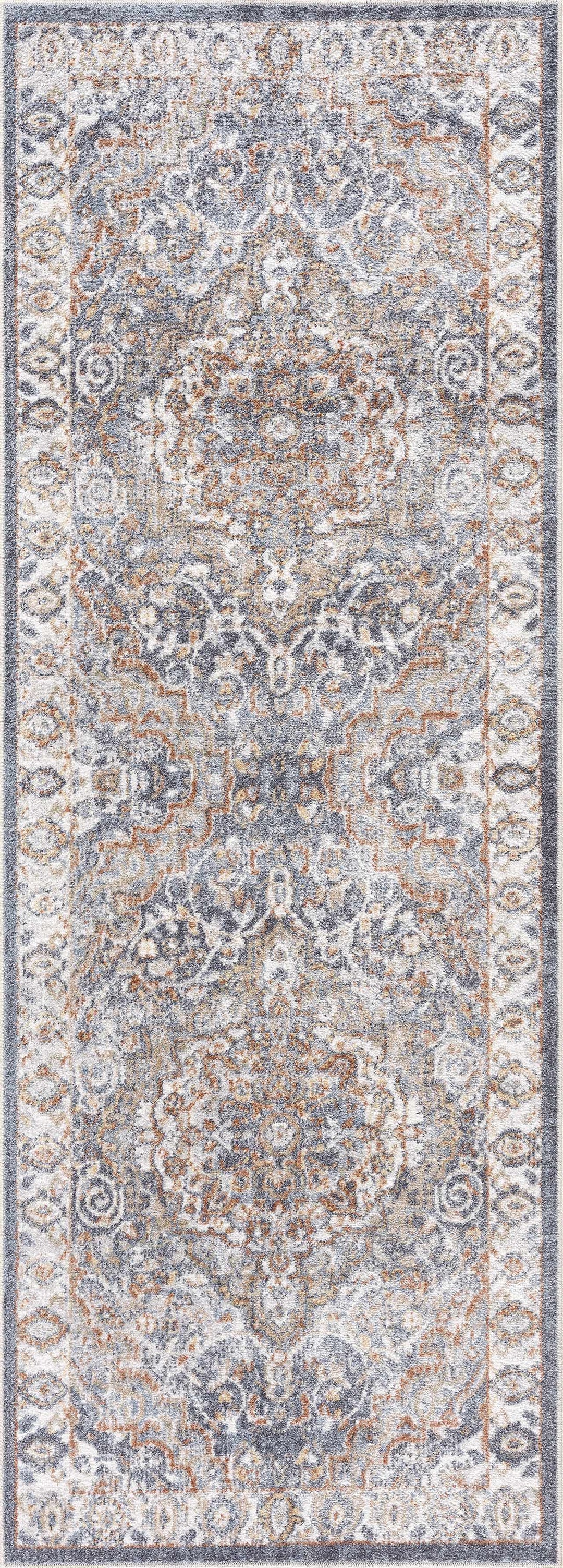 Aurum Blue & Beige Washable Area Rug