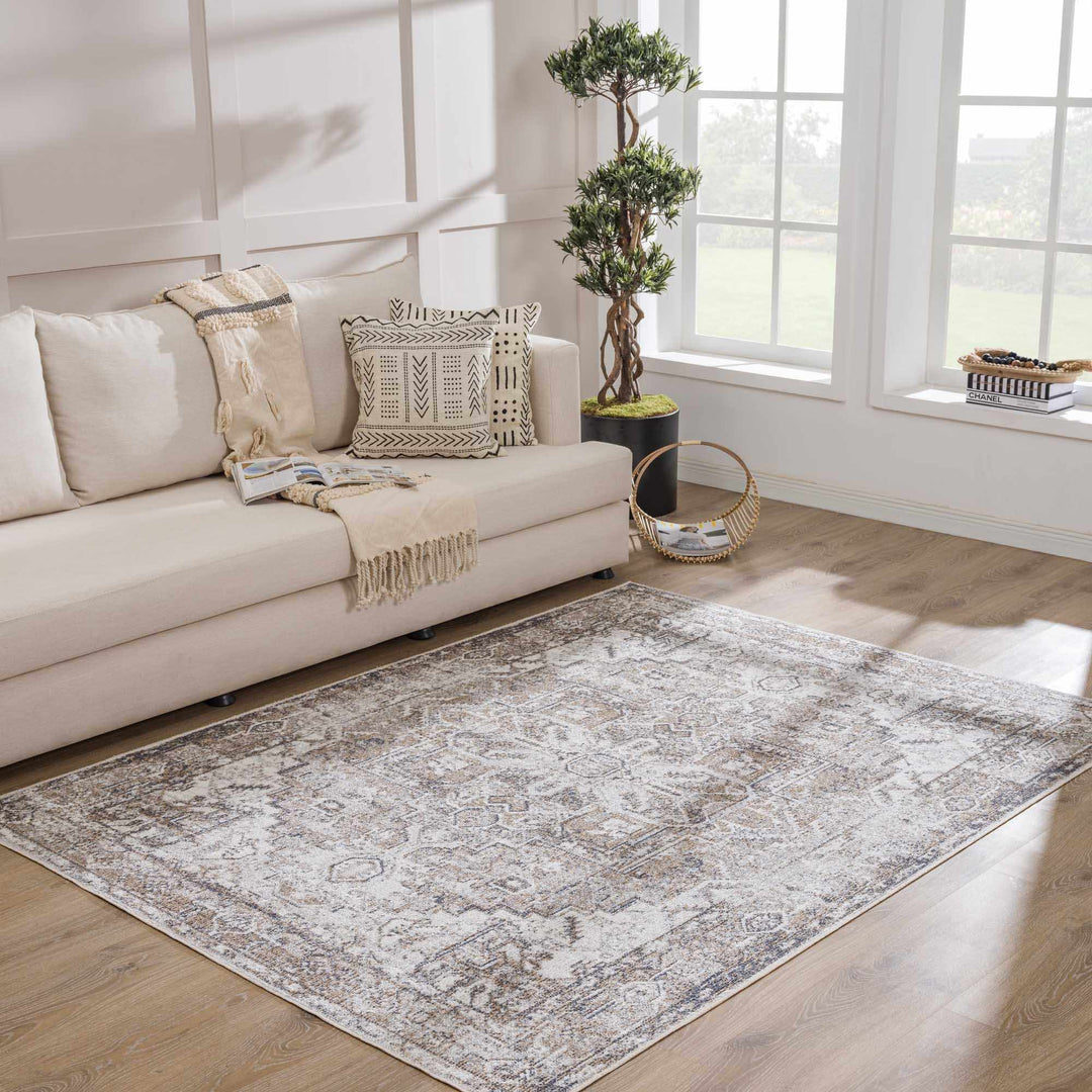 Blue Brown Hera Washable area rug
