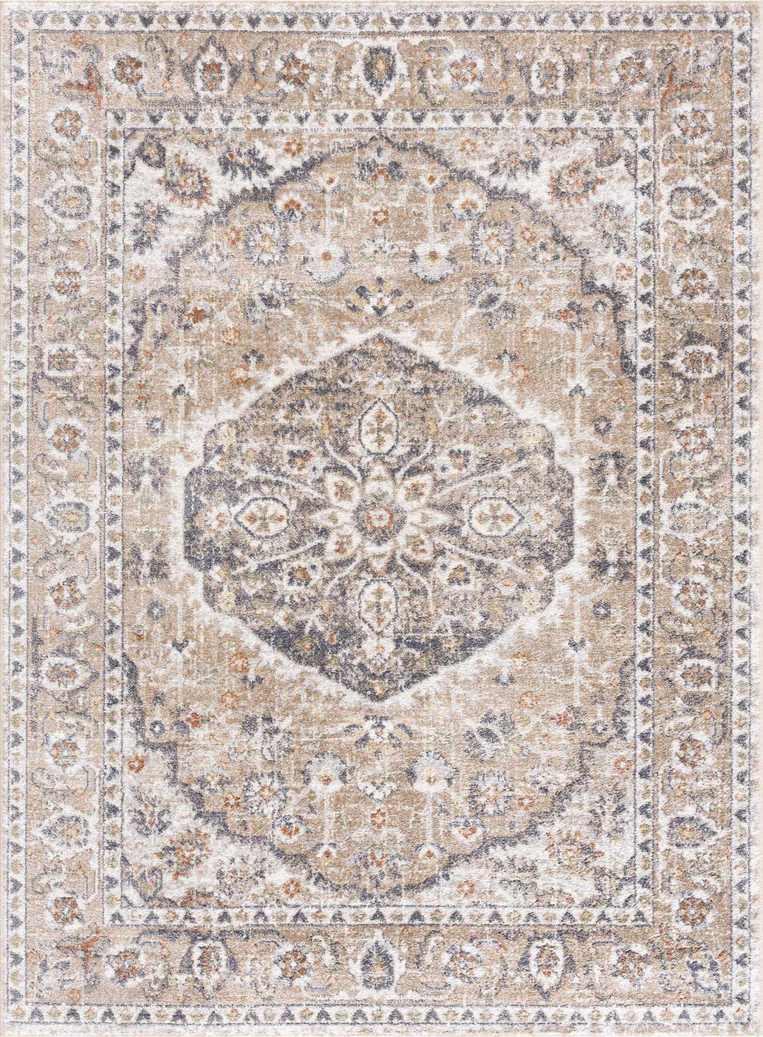 Beige Hiti Washable area rug