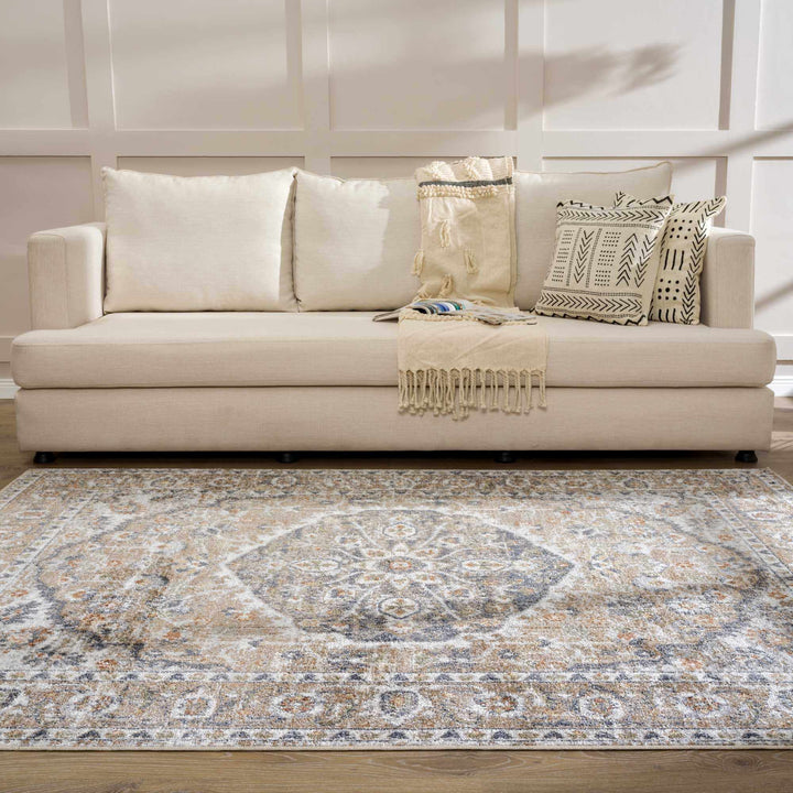 Beige Hiti Washable area rug