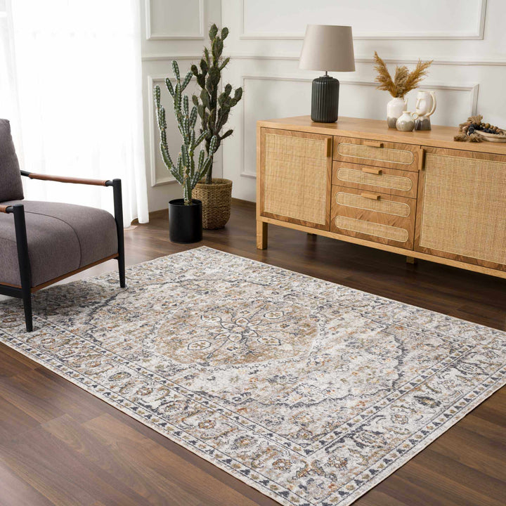 Cream Hiti Washable area rug