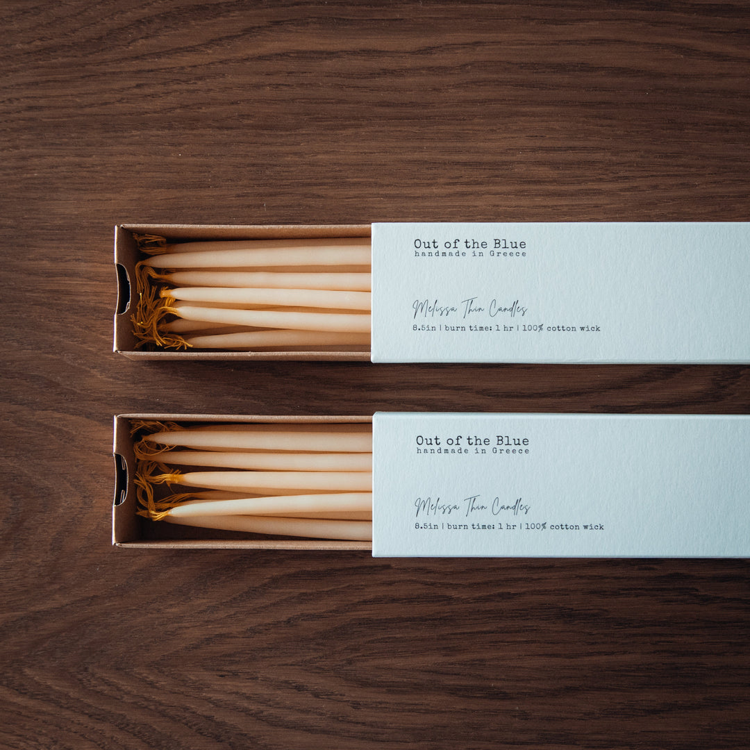 Melissa Beeswax Thin Tapers - Pack of 15