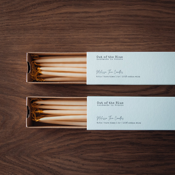 Melissa Beeswax Thin Tapers - Pack of 15