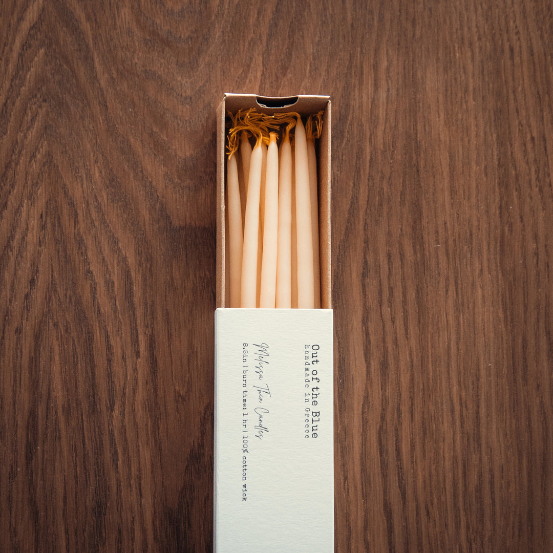 Melissa Beeswax Thin Tapers - Pack of 15