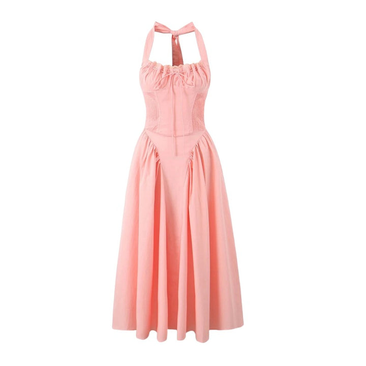 Fashion French Floral Halter Dress Women