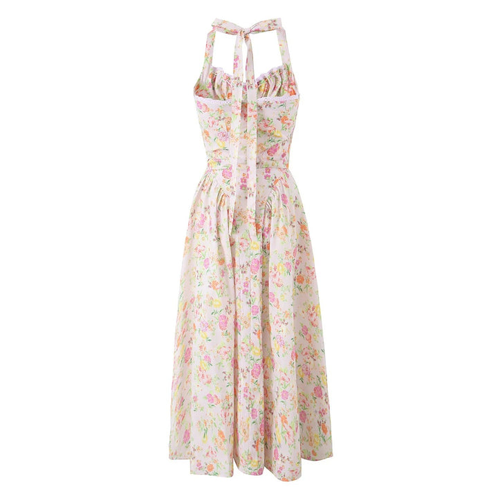 Fashion French Floral Halter Dress Women