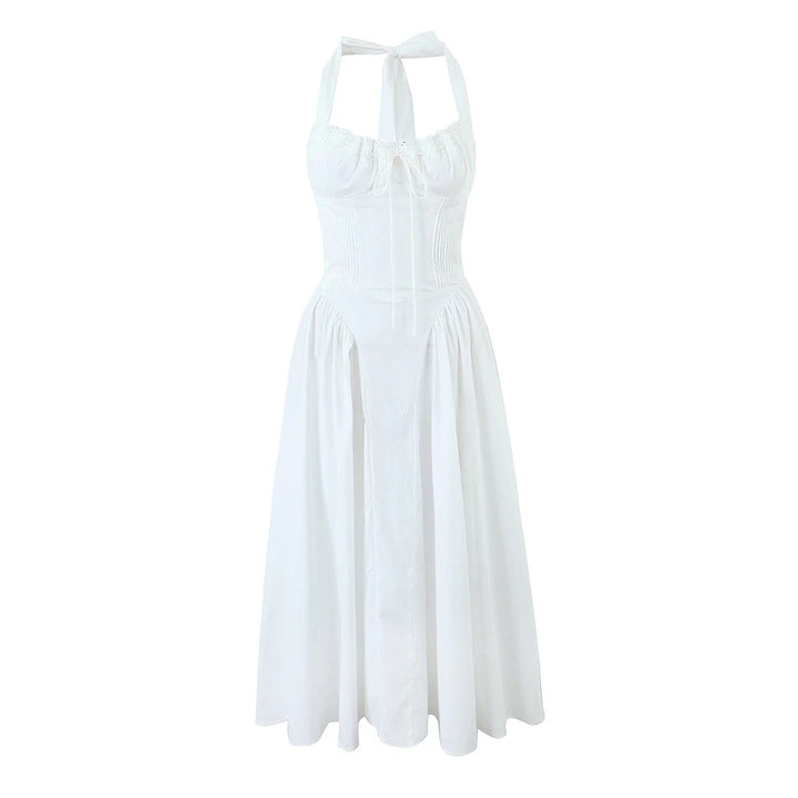 Fashion French Floral Halter Dress Women