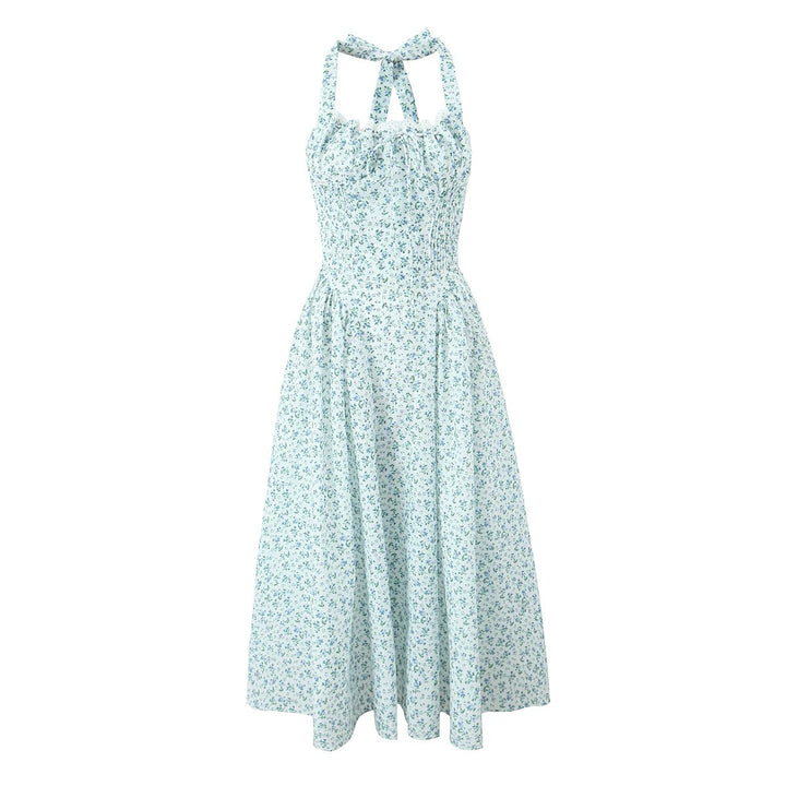 Fashion French Floral Halter Dress Women