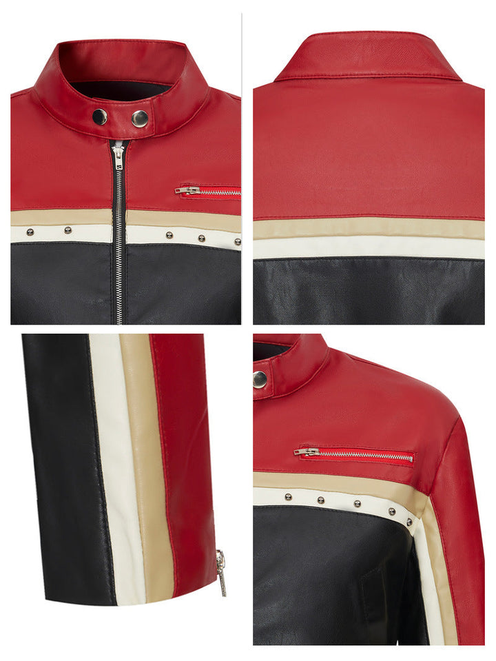 Women Cropped Vegan Leather Biker Jacket