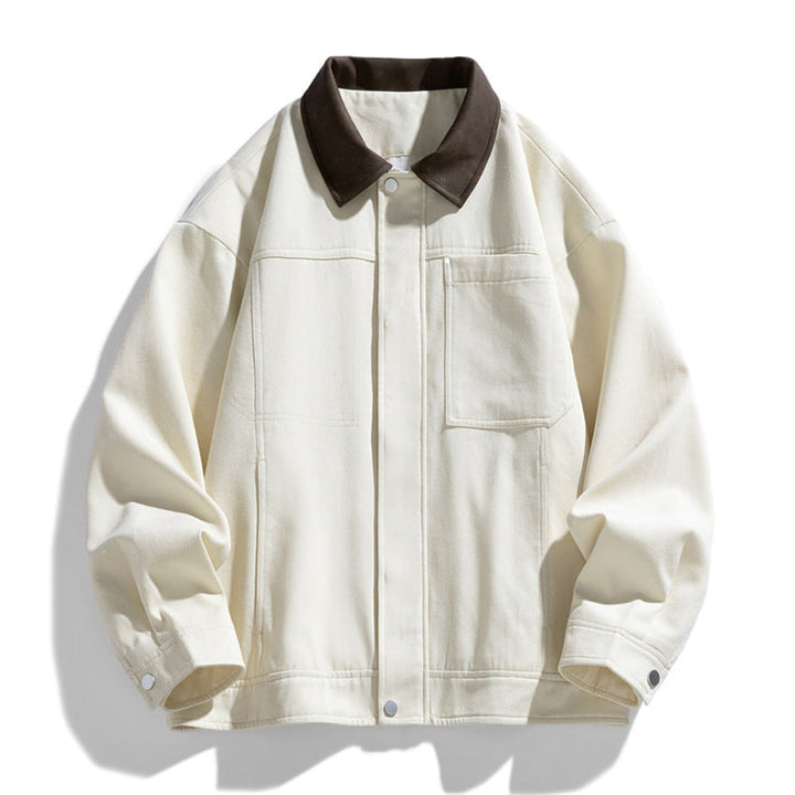 Mens Lapel Collar Bomber Jacket With Pockets