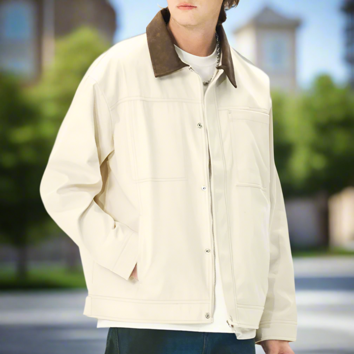 Mens Lapel Collar Bomber Jacket With Pockets