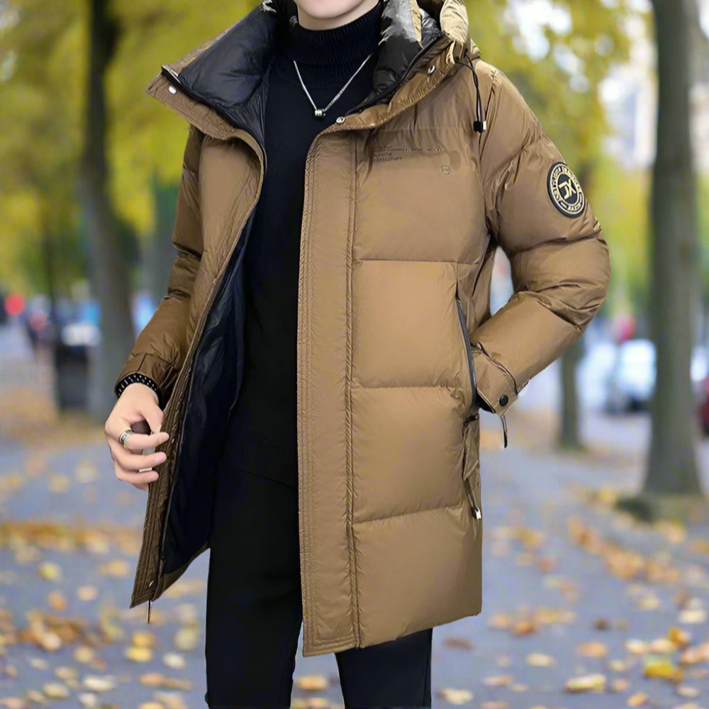 Mens Hooded Zipper Puffy Jacket With Pockets