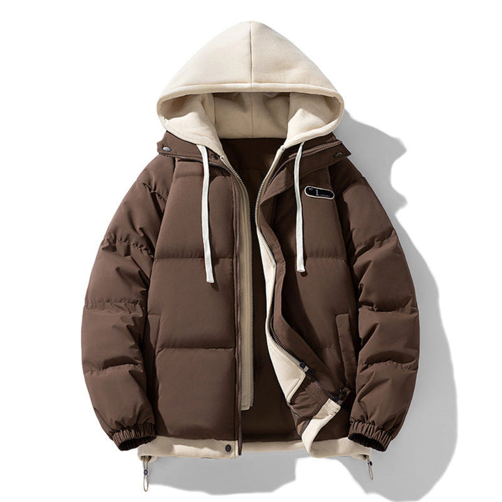 Mens Layered Look Hooded Puffer Jacket
