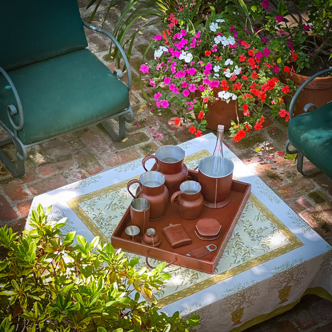 Grande | XL Rectangle Ottoman Tray with Embroidered Handles