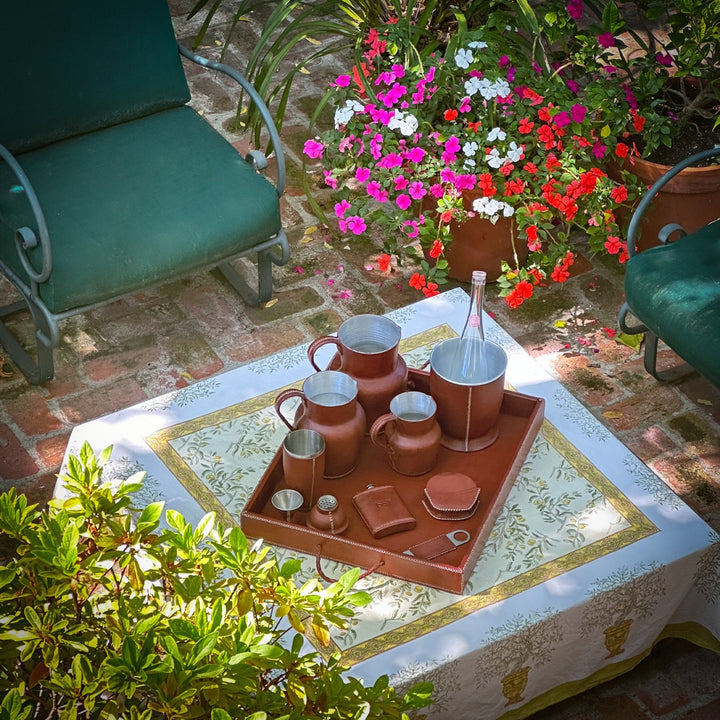 Grande | XL Rectangle Ottoman Tray with Embroidered Handles