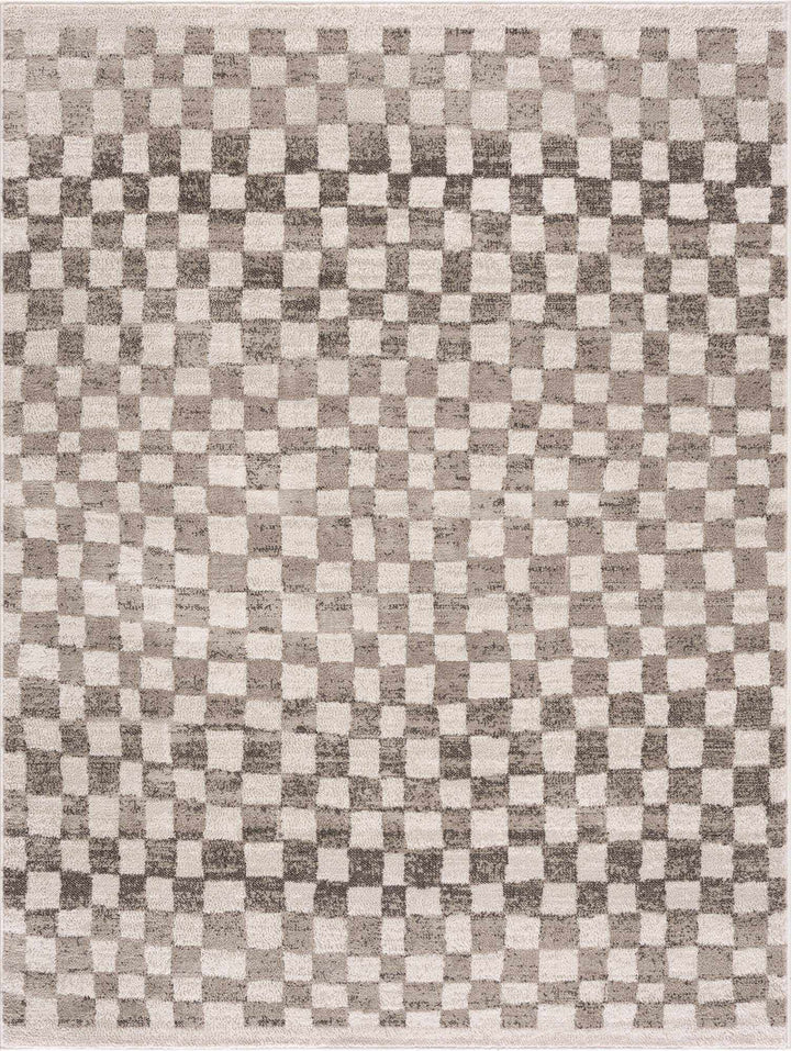 Benjy Beige Checkered Area Rug