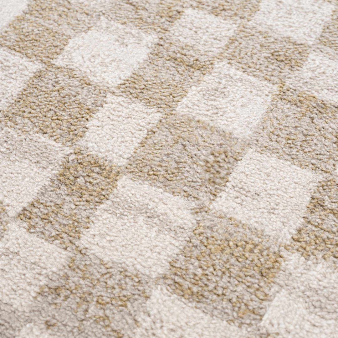 Benjy Cream & Gold Checkered Area Rug