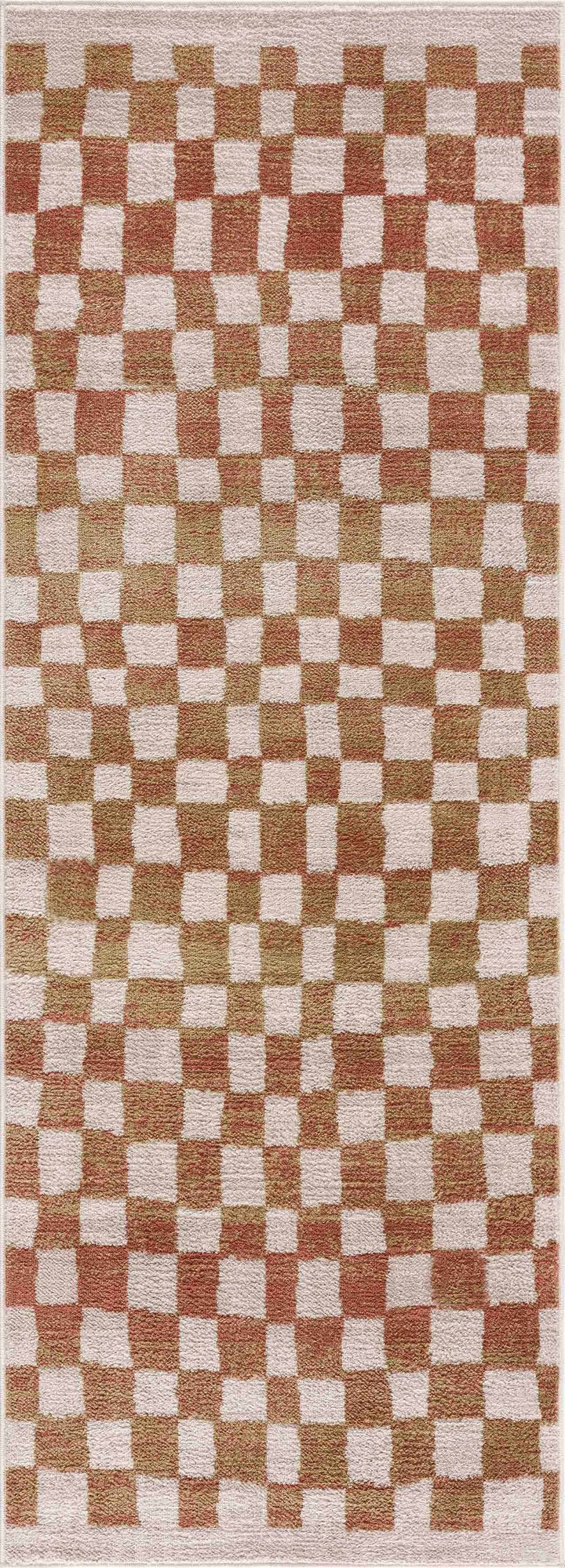 Benjy Cream & Salmon Checkered Area Rug