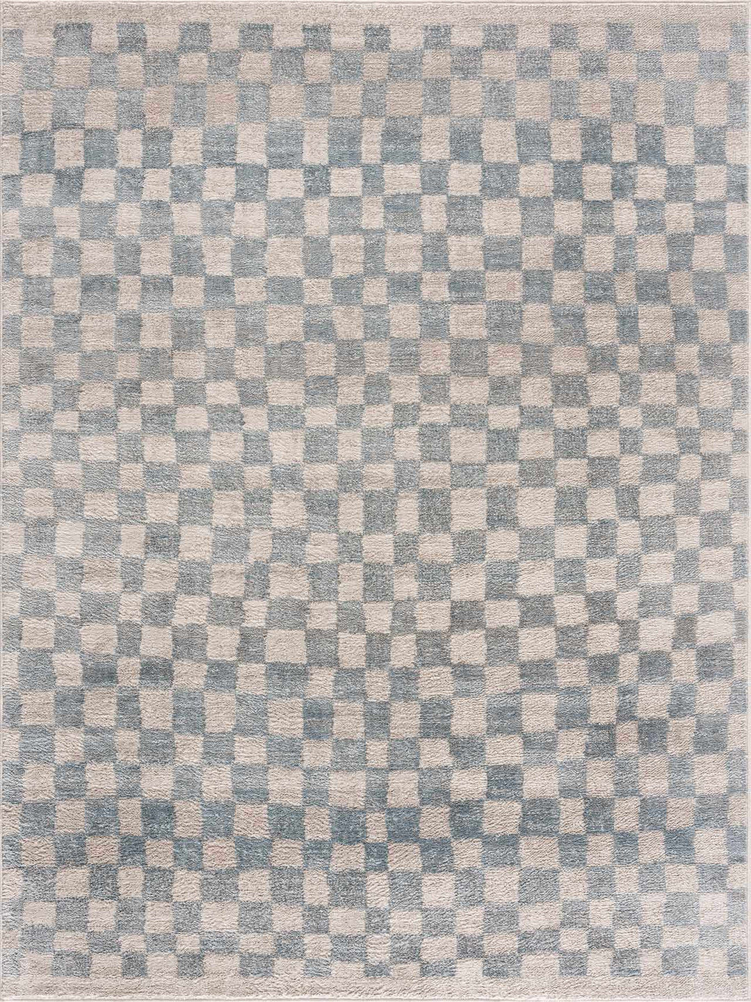 Benjy Cream & Light Blue Checkered Area Rug