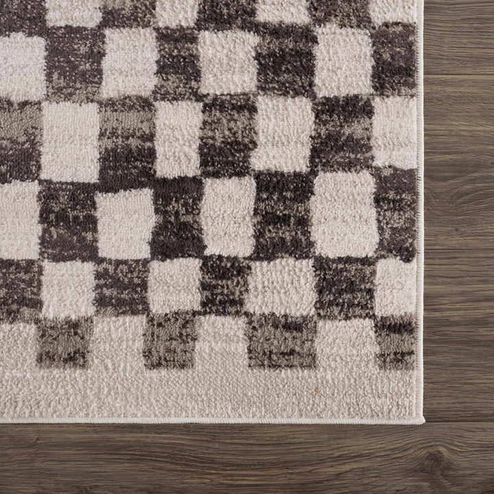 Benjy Cream & Charcoal Checkered Area Rug