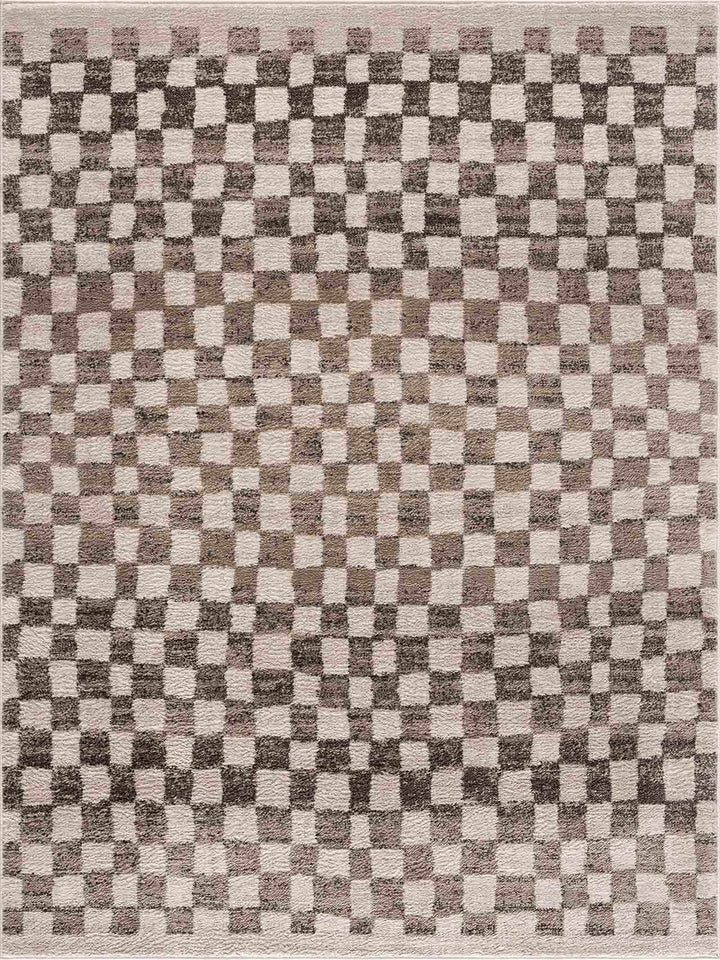 Benjy Cream & Charcoal Checkered Area Rug