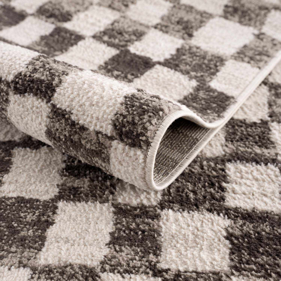 Benjy Cream & Charcoal Checkered Area Rug