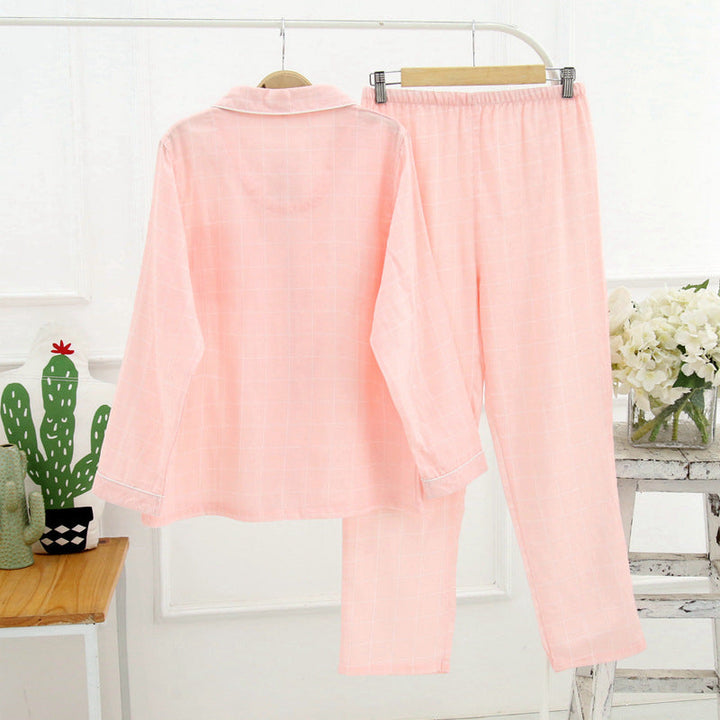Plaid Print Cotton Sleepwear Women Long