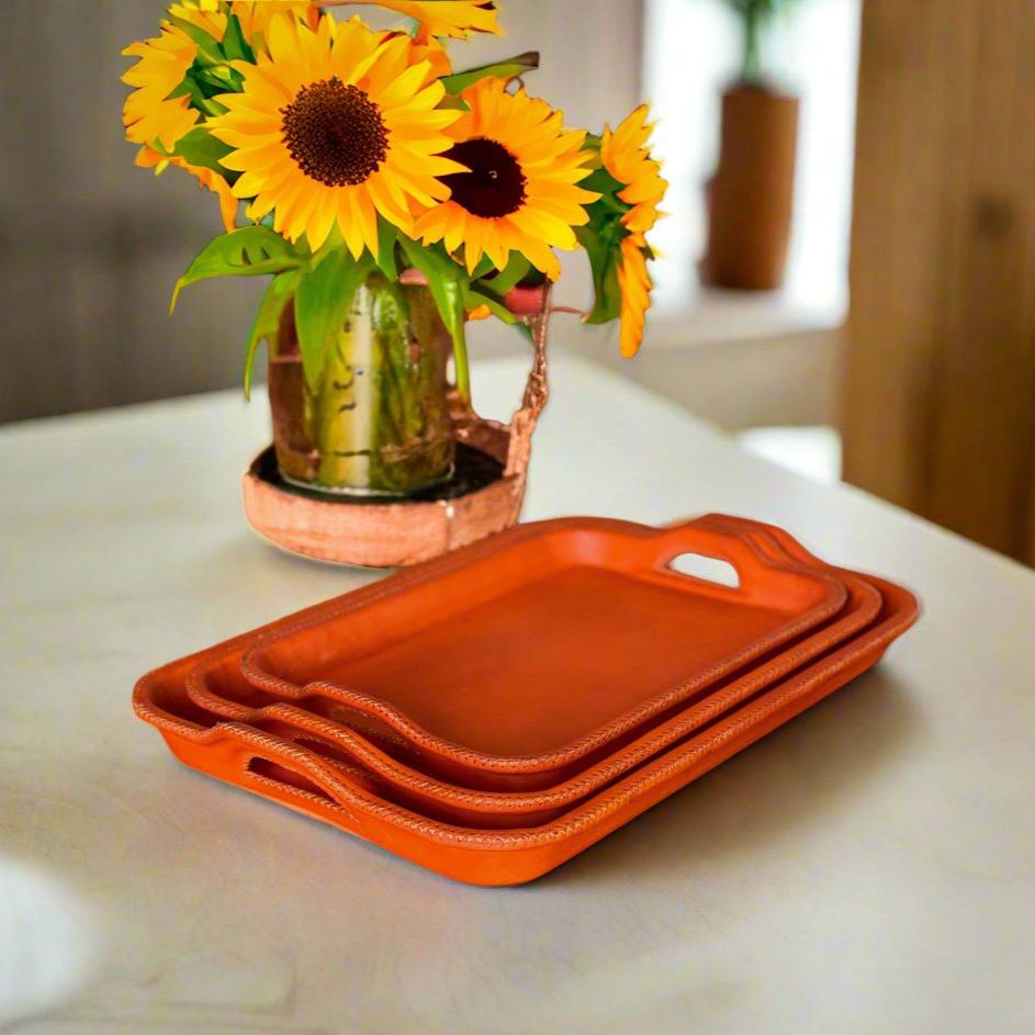 Simetría | Nesting Serving Tray Set (3) w/ Cutout Handles