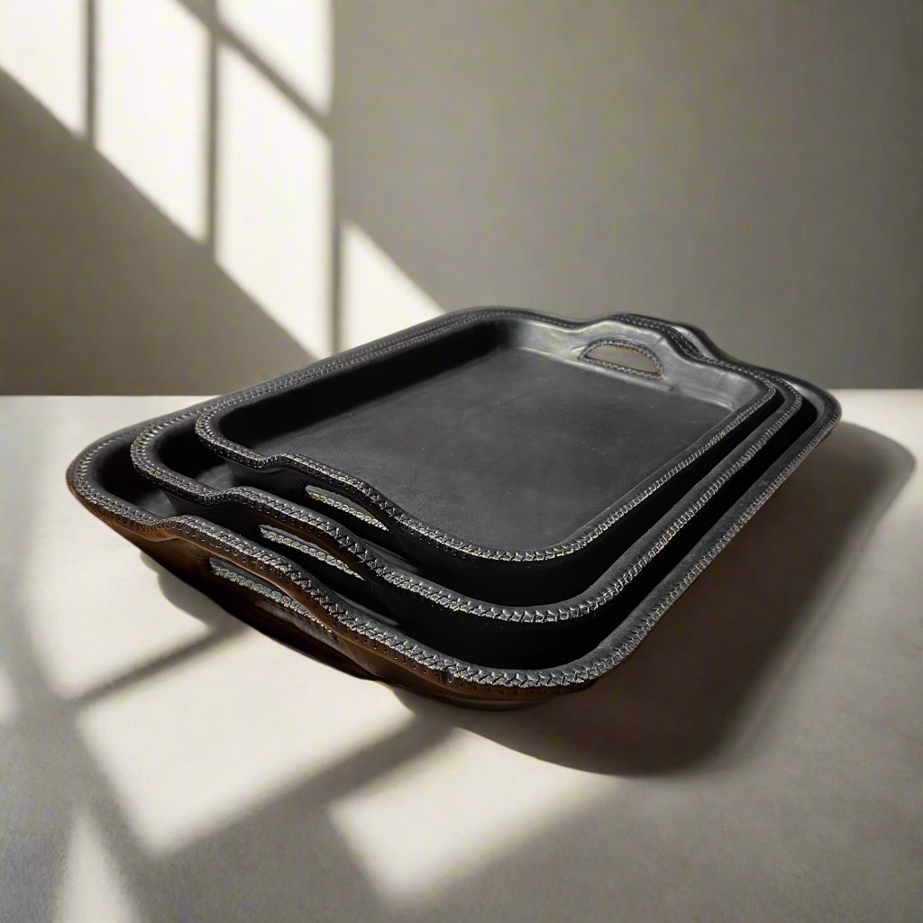 Simetría | Nesting Serving Tray Set (3) w/ Cutout Handles