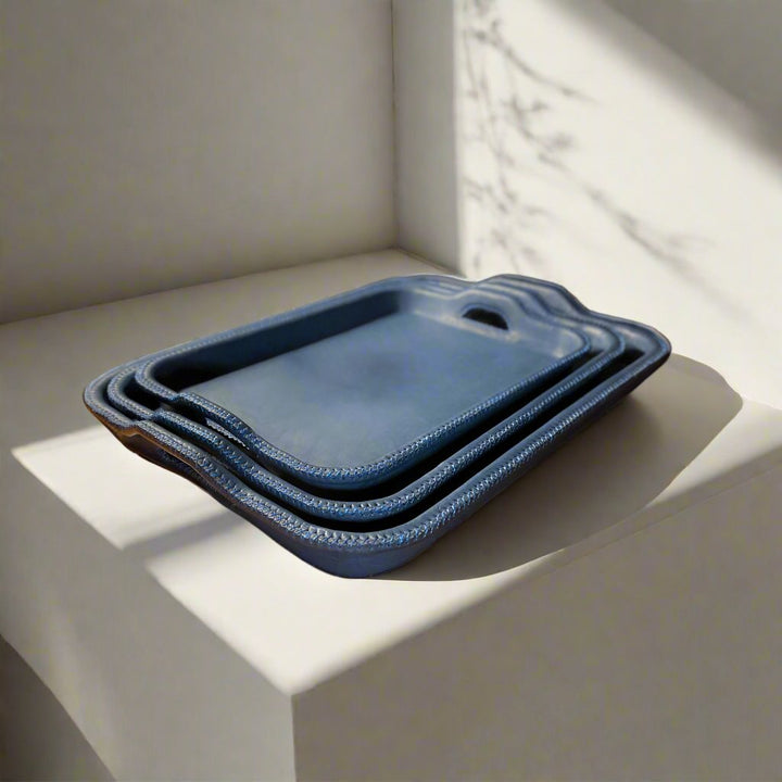 Simetría | Nesting Serving Tray Set (3) w/ Cutout Handles