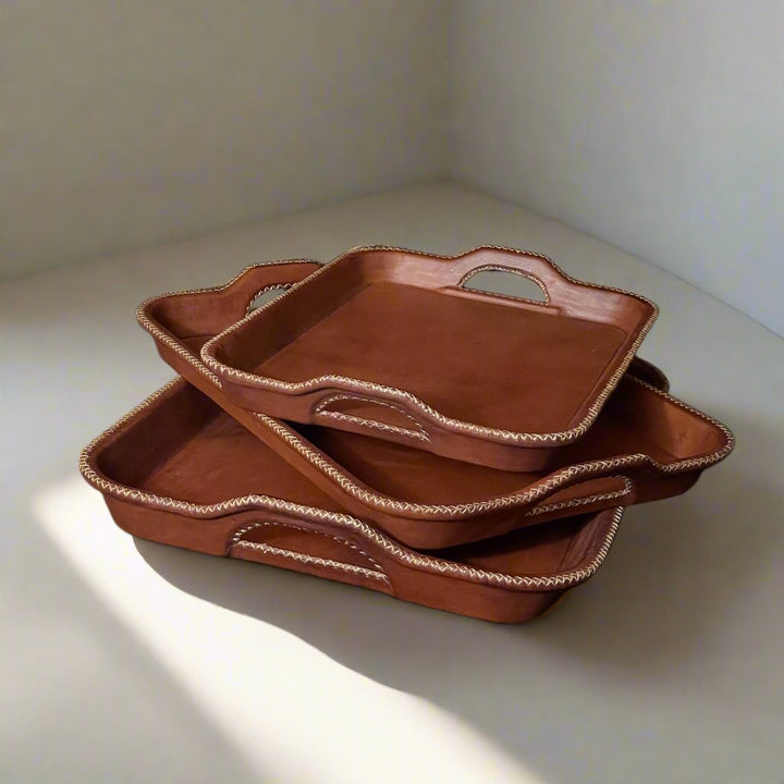 Simetría | Nesting Serving Tray Set (3) w/ Cutout Handles