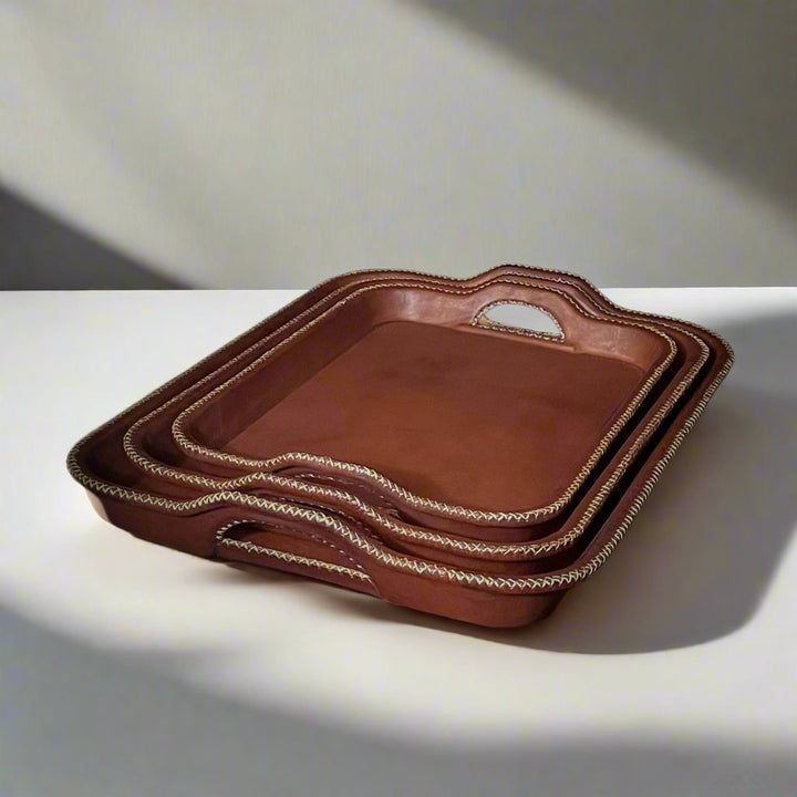 Simetría | Nesting Serving Tray Set (3) w/ Cutout Handles