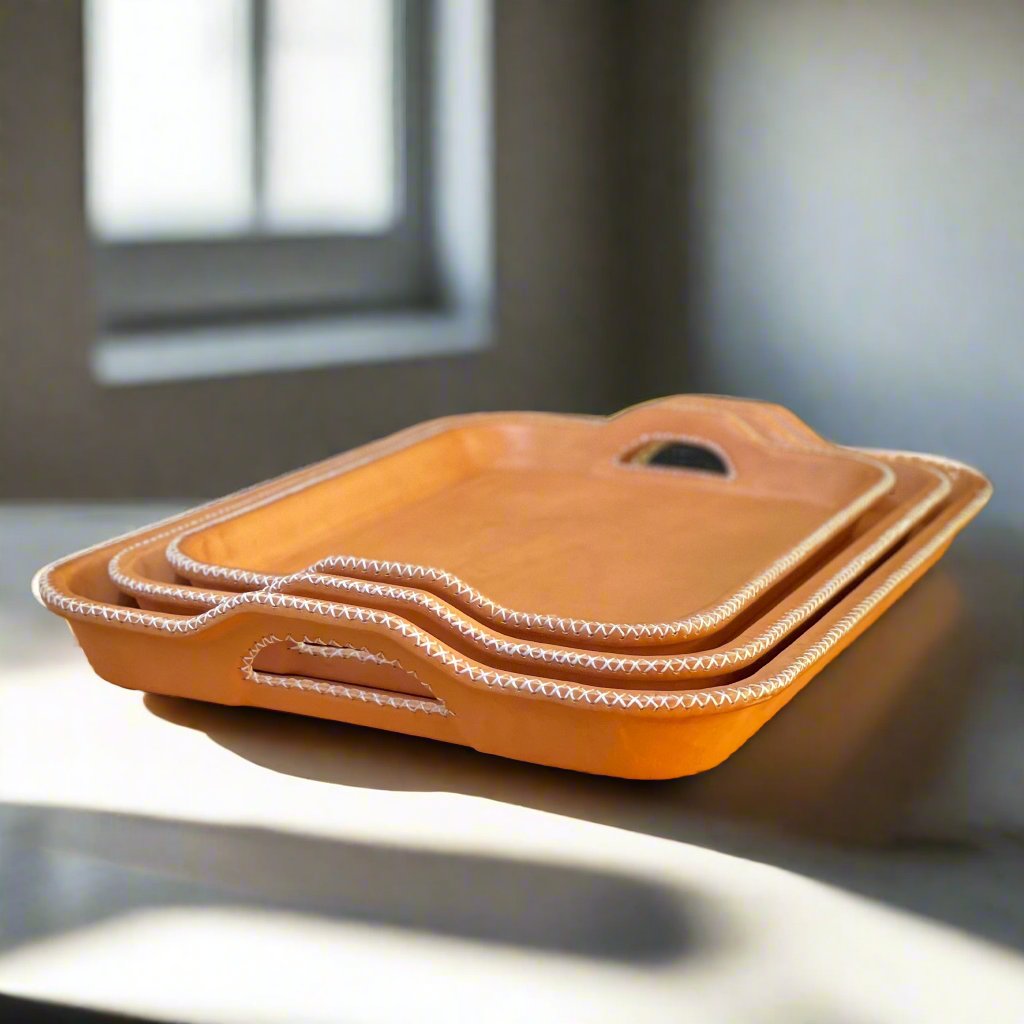 Simetría | Nesting Serving Tray Set (3) w/ Cutout Handles