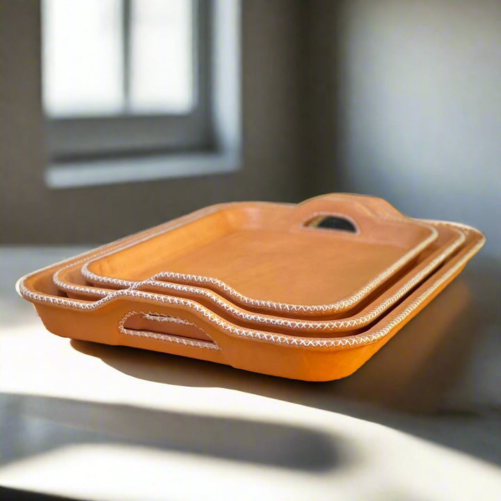 Simetría | Nesting Serving Tray Set (3) w/ Cutout Handles