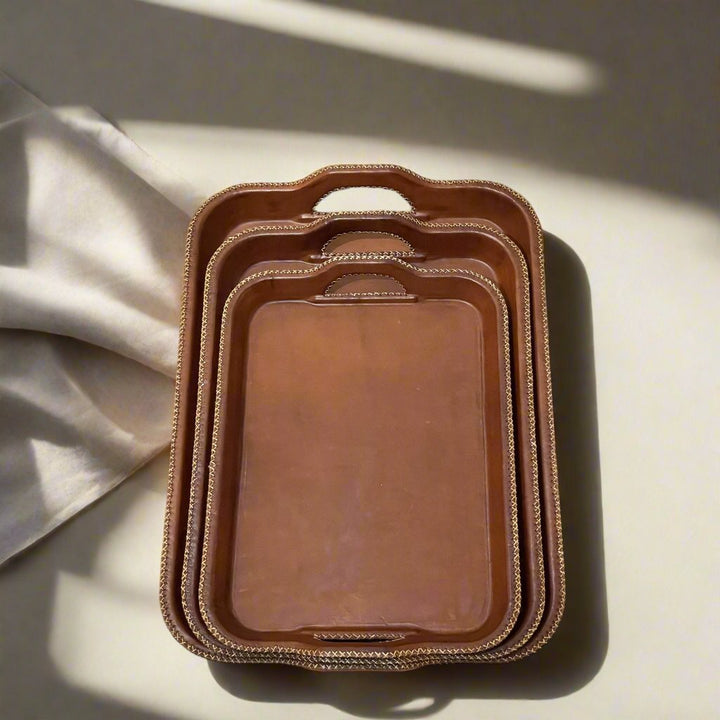 Simetría | Nesting Serving Tray Set (3) w/ Cutout Handles