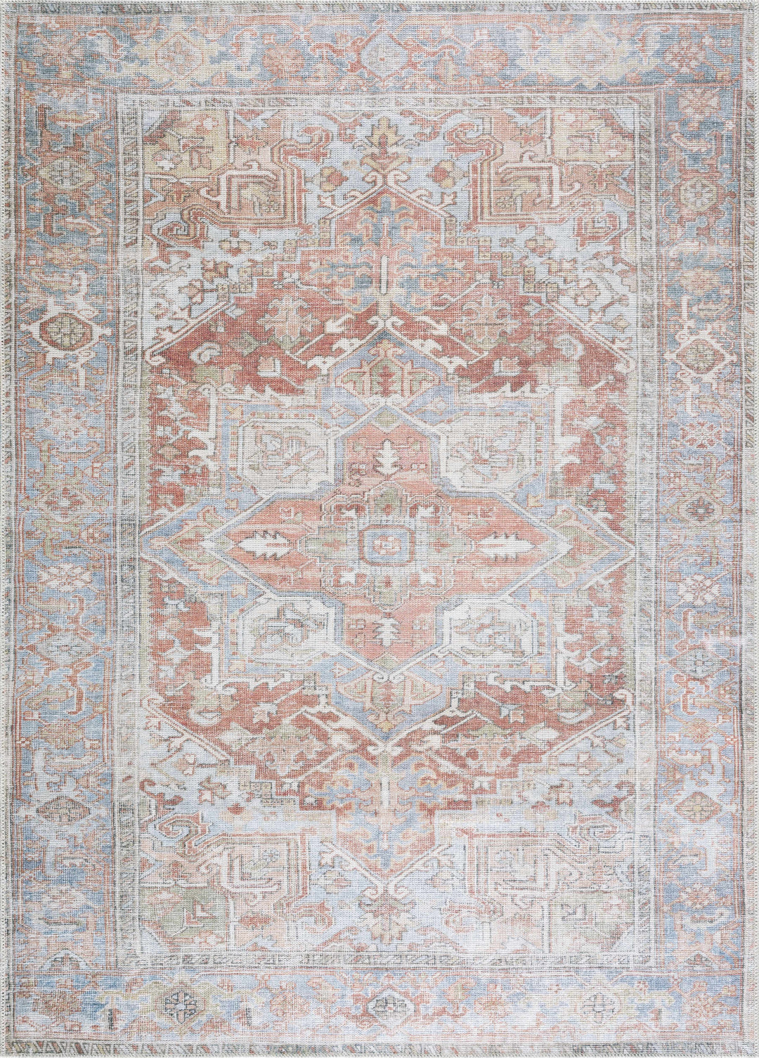 Maayon Medallion Rust Washable Area Rug