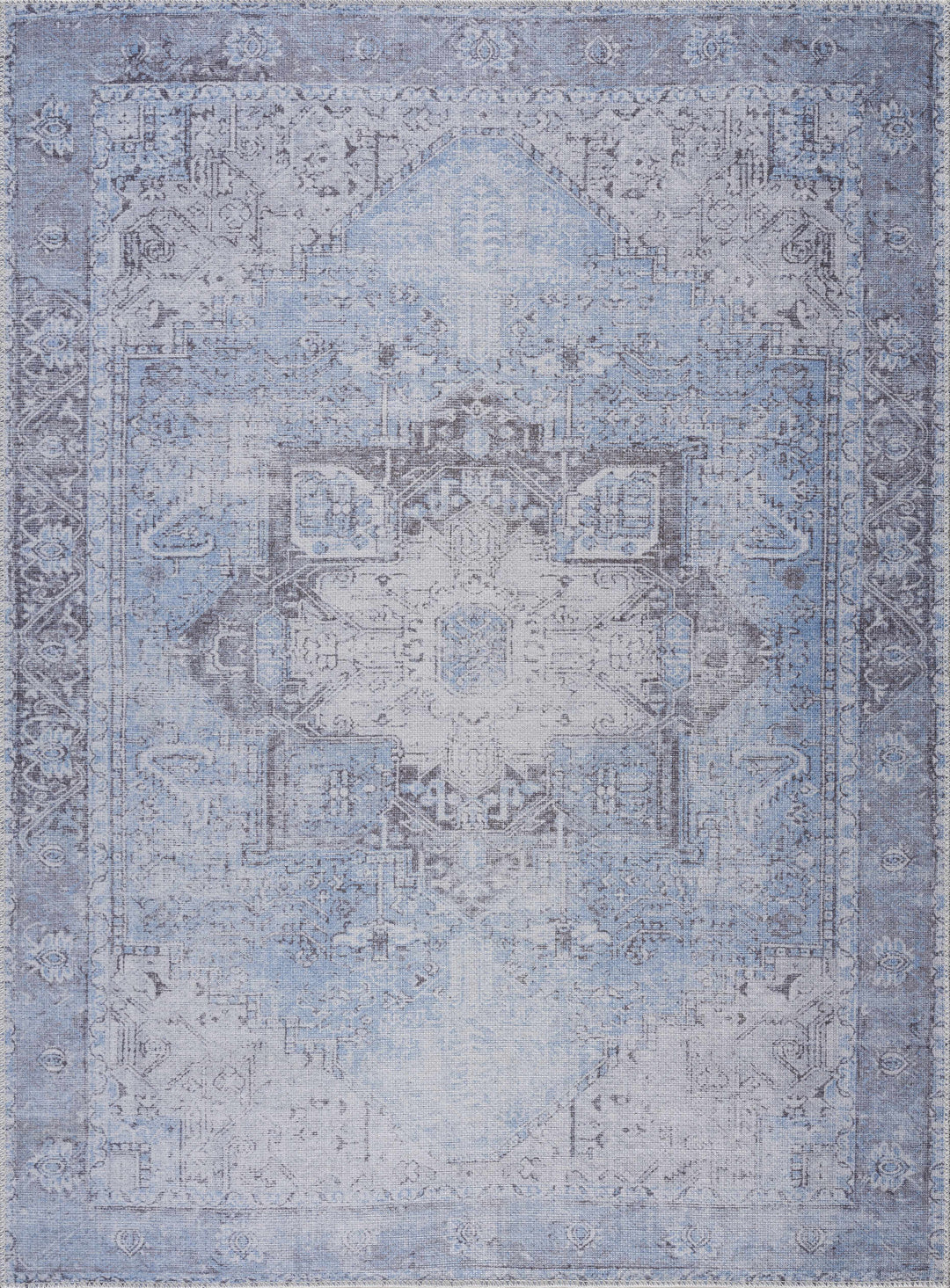 Aqua Rosman Washable Area Rug