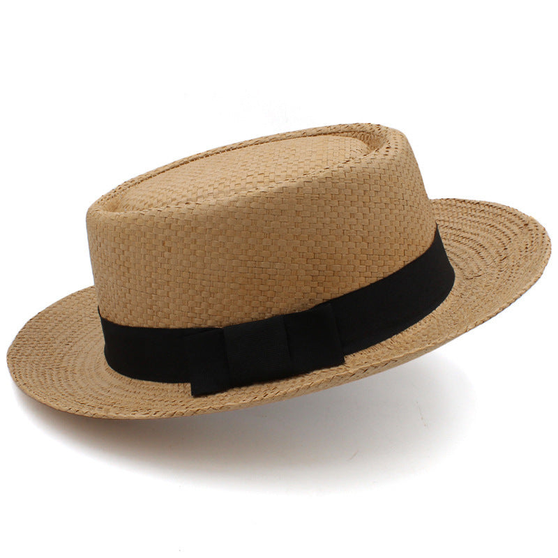 Straw Hat Flat Brim Beach Sun Protection Wide Brim Sunshade